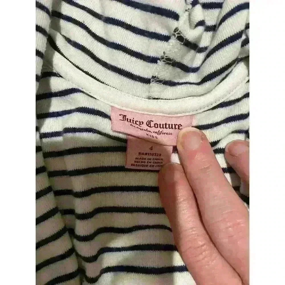 Juicy Couture Girls Striped Hooded Romper, size 4 - Picture 9 of 11
